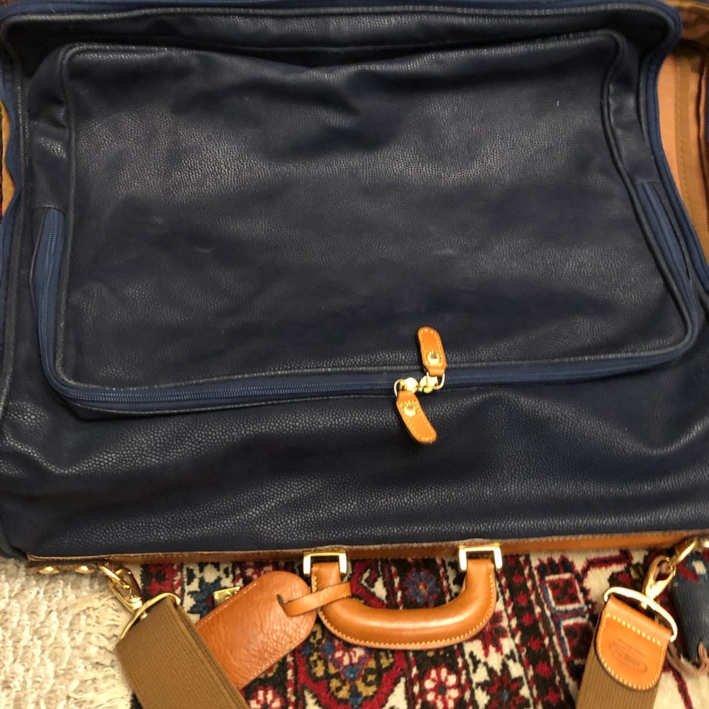 Bric's Navy Canvas Travel Bag with Tan Leather Trim - Picture 5 of 5